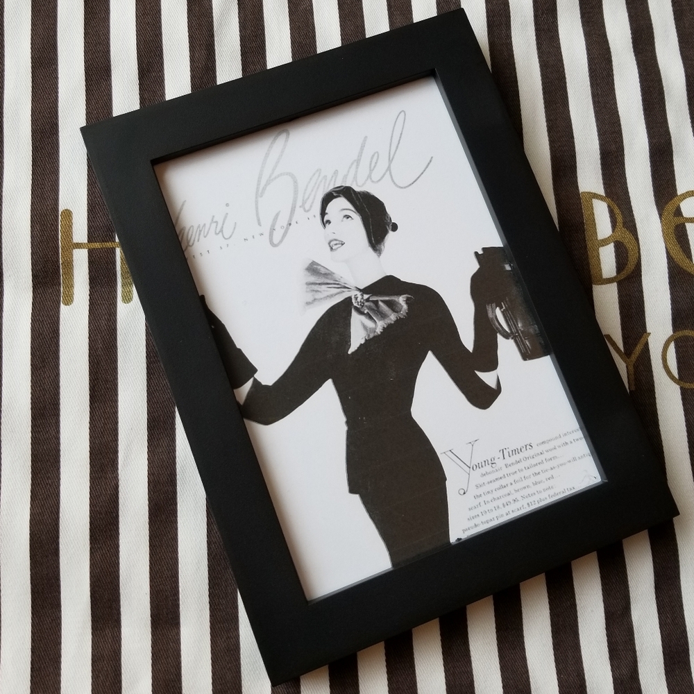 ❗Henri Bendel Izak Zenou Promo Display Art on Black Wood Frame❗